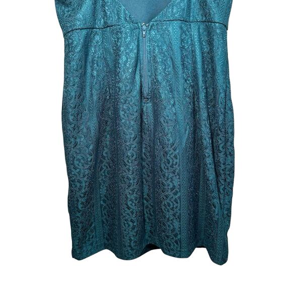 Windsor Dark Teal Lace Overlay Low Back Mini Dress Medium Party Cocktail Evening - Picture 6 of 11